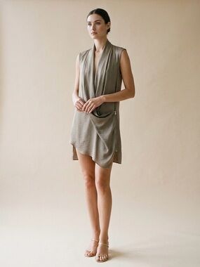 Rudsak Sleeveless Draped Asymmetrical Tunic Dress Top Size Small